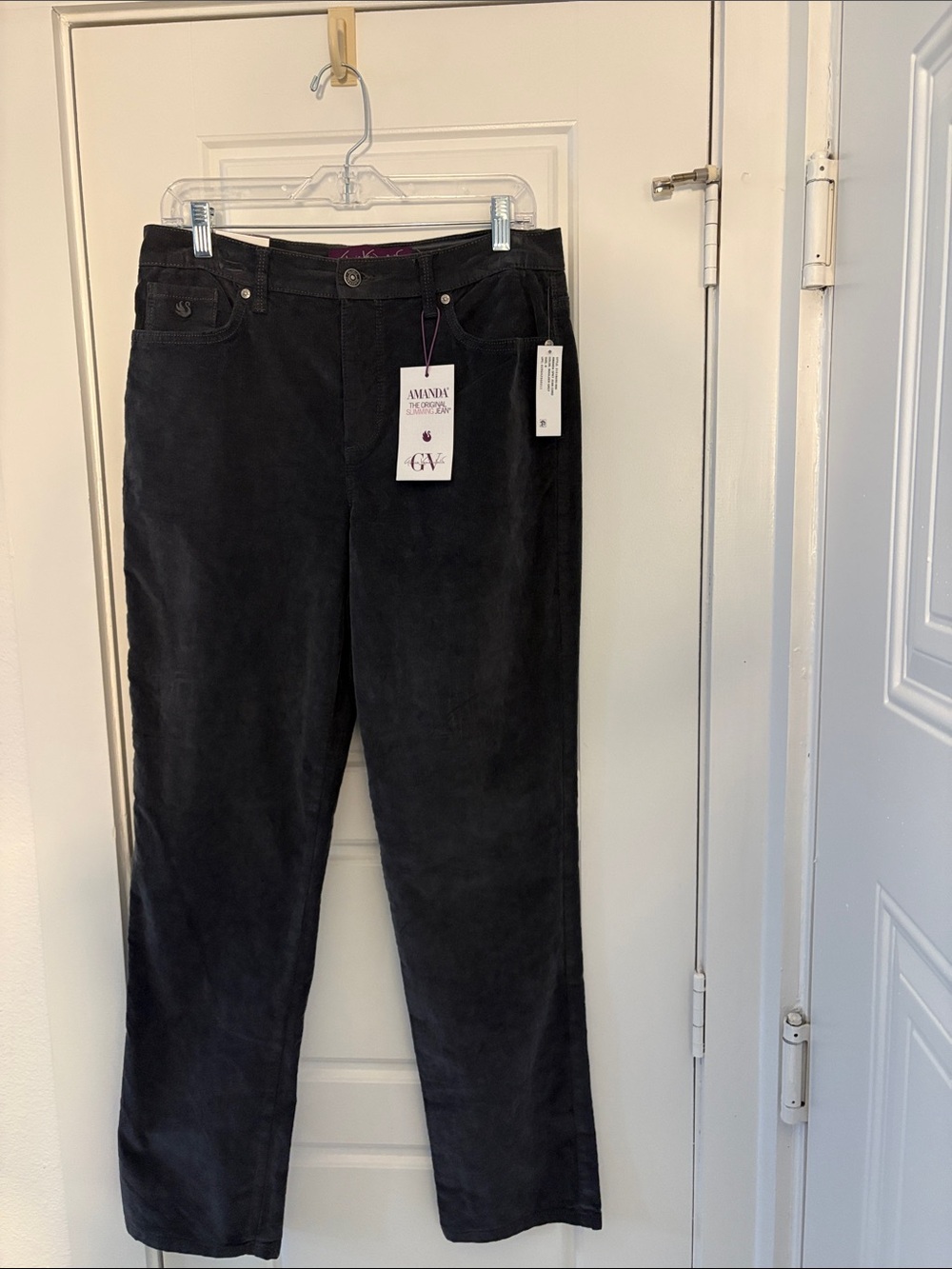 Gloria Vanderbilt Gray Straight-Leg Corduroy Pants